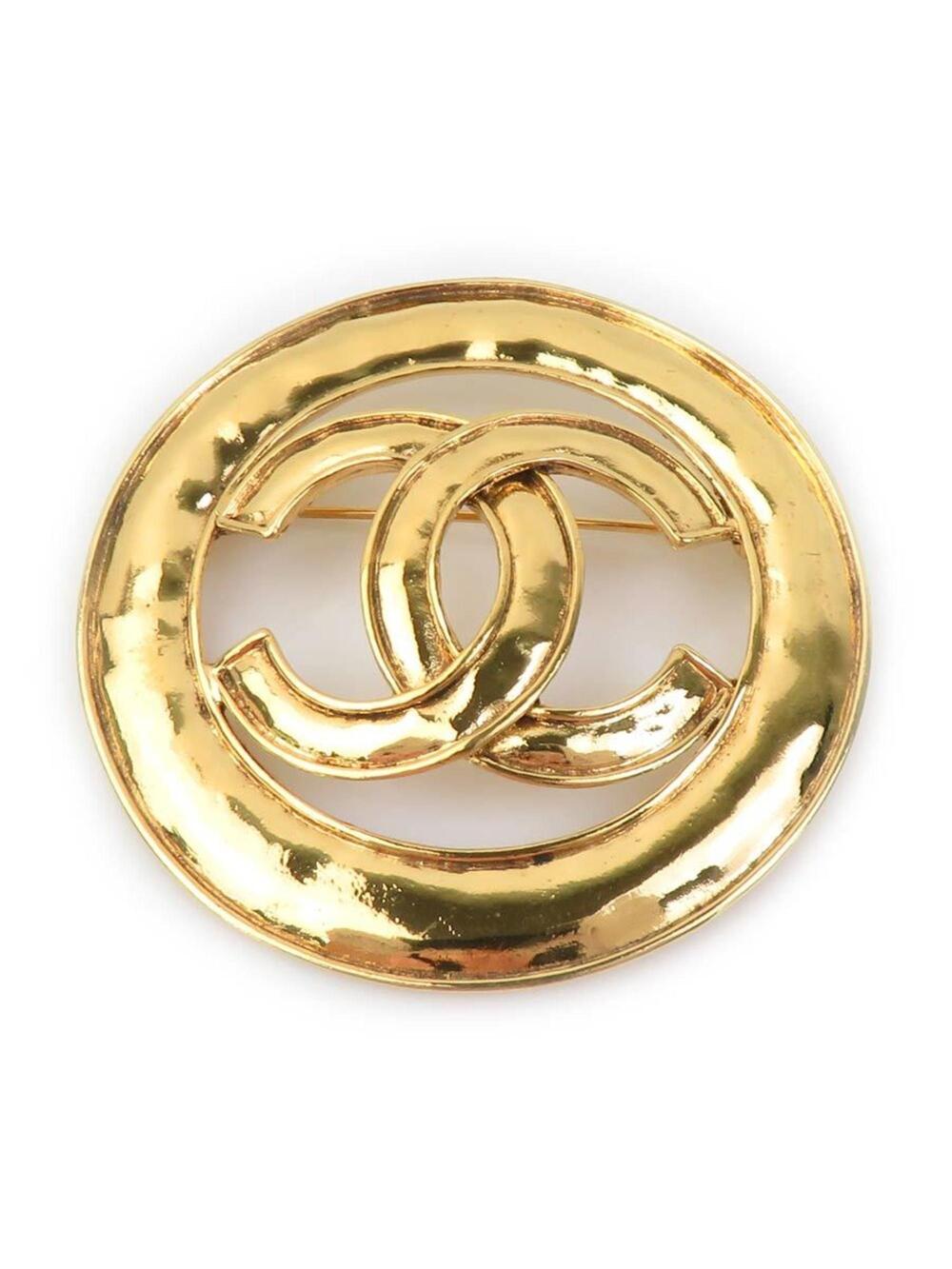 Chanel Cc Logo Brooch Gold-Tone Metal #208892C71B